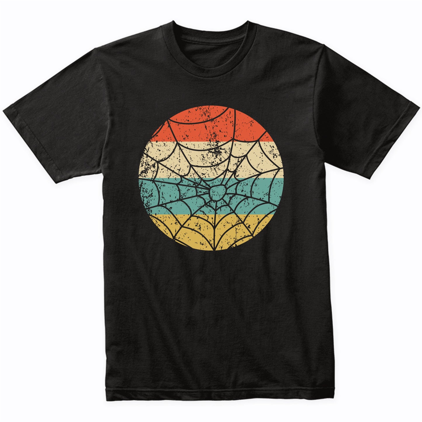 Retro Spooky Scary Spider Web Silhouette Creepy Halloween T-Shirt