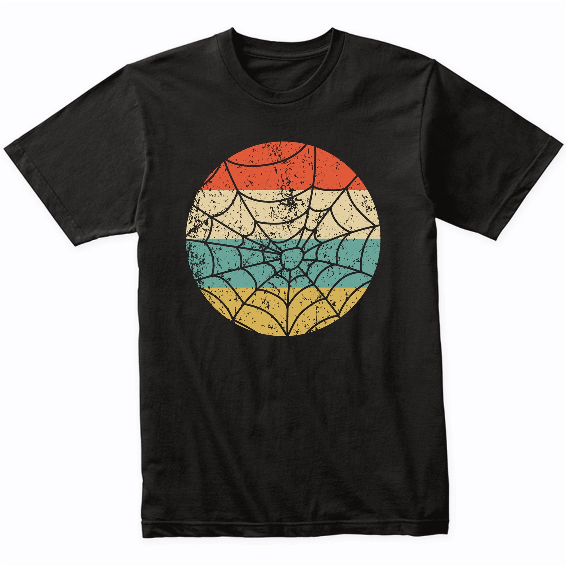 Retro Spooky Scary Spider Web Silhouette Creepy Halloween T-Shirt