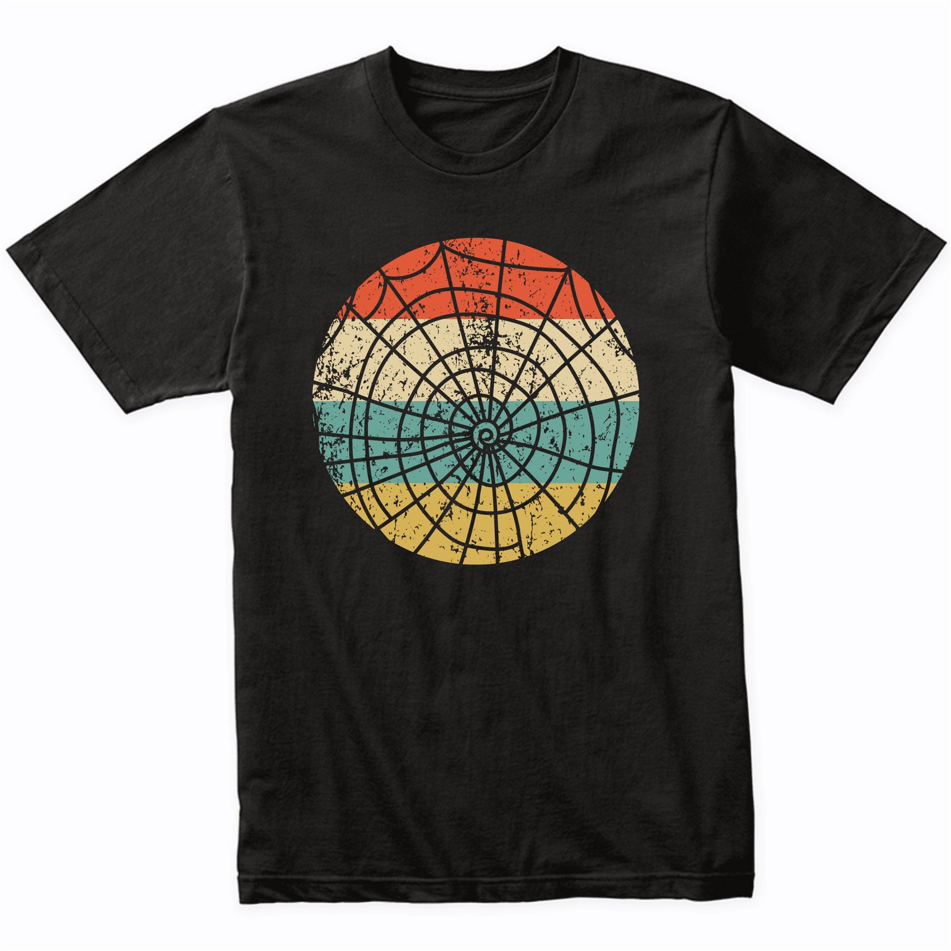 Retro Spooky Scary Spiderweb Silhouette Creepy Halloween T-Shirt