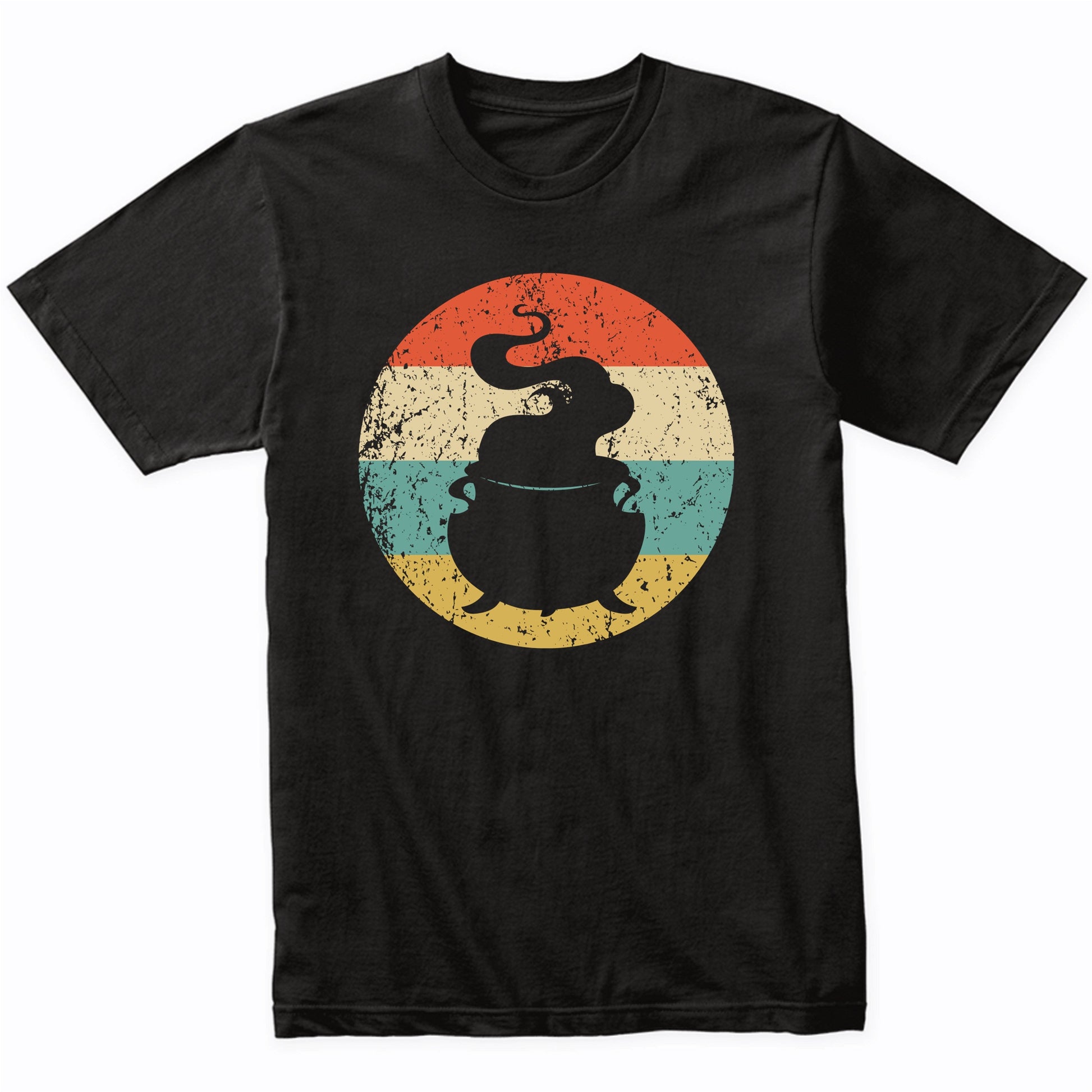 Retro Spooky Scary Witch Cauldron Silhouette Halloween T-Shirt