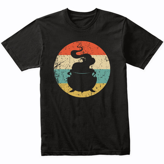 Retro Spooky Scary Witch Cauldron Silhouette Halloween T-Shirt