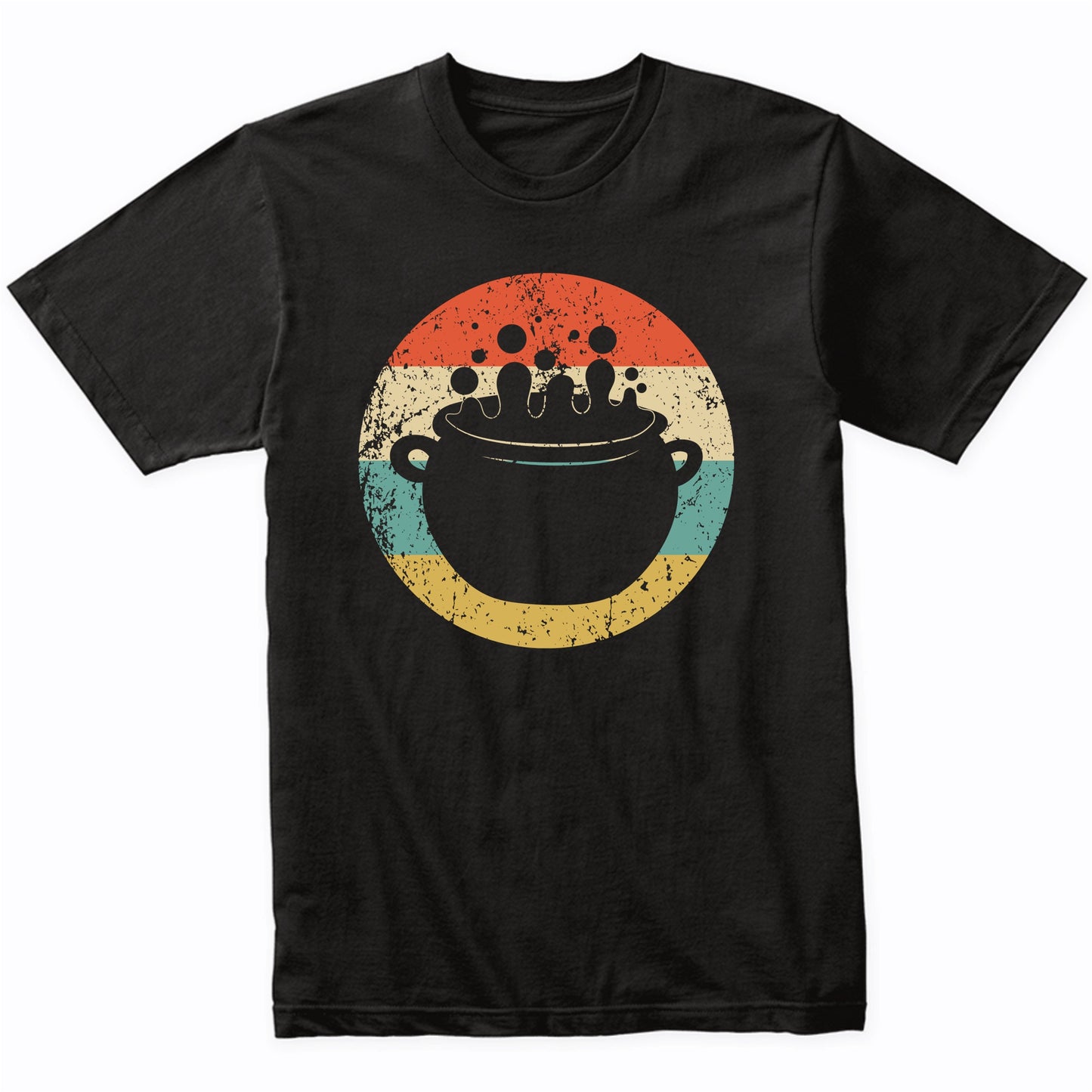 Retro Spooky Scary Witches Cauldron Silhouette Halloween T-Shirt