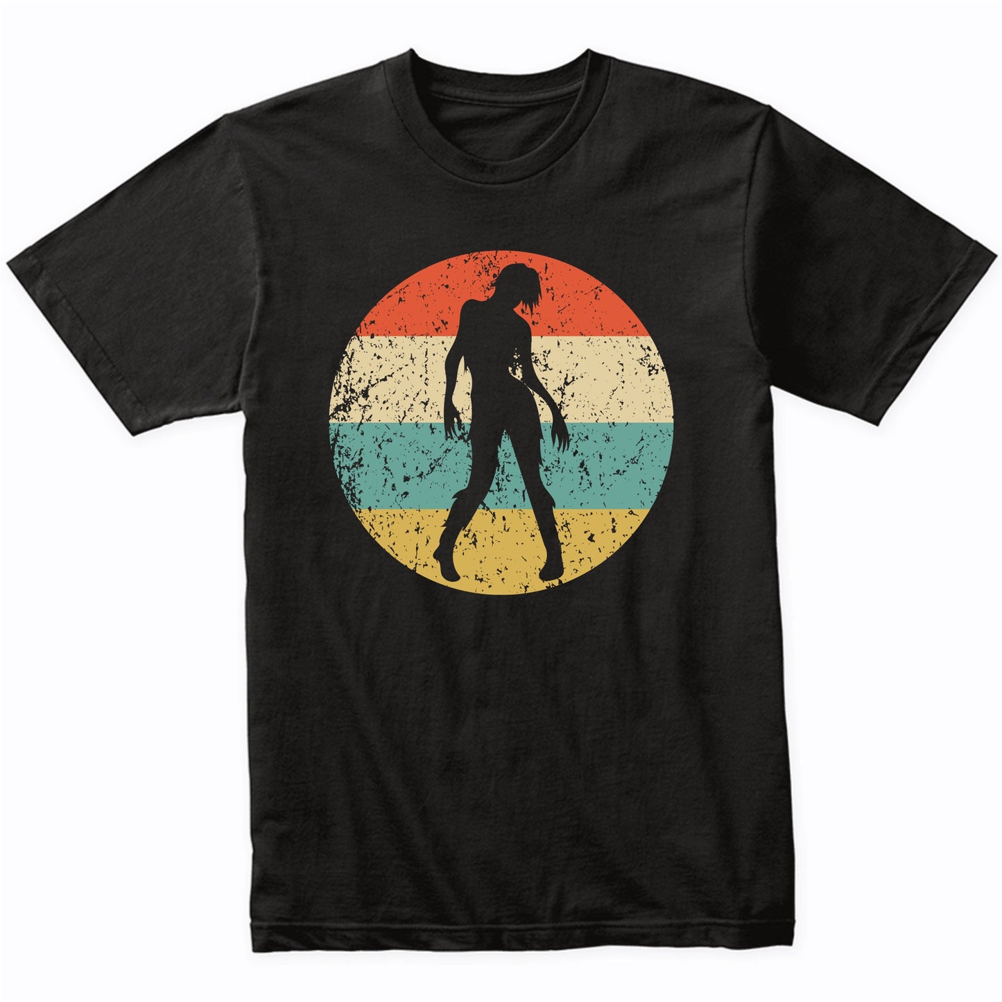 Creepy Spooky Scary Zombie Silhouette Retro Halloween T-Shirt