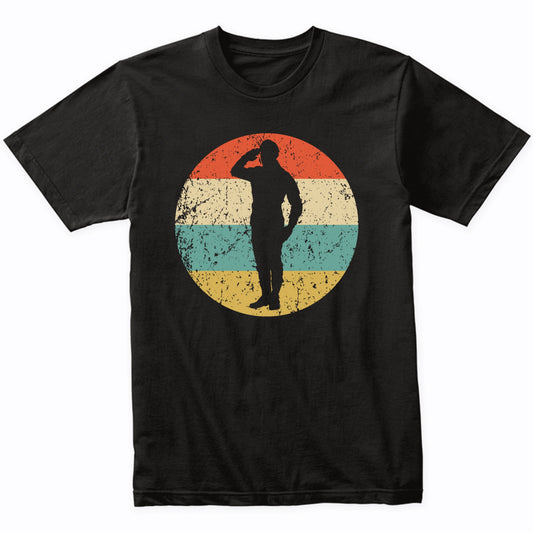 Military Man Salute Silhouette Retro Soldier T-Shirt