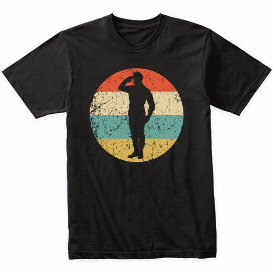 Military Man Salute Silhouette Retro Soldier T-Shirt