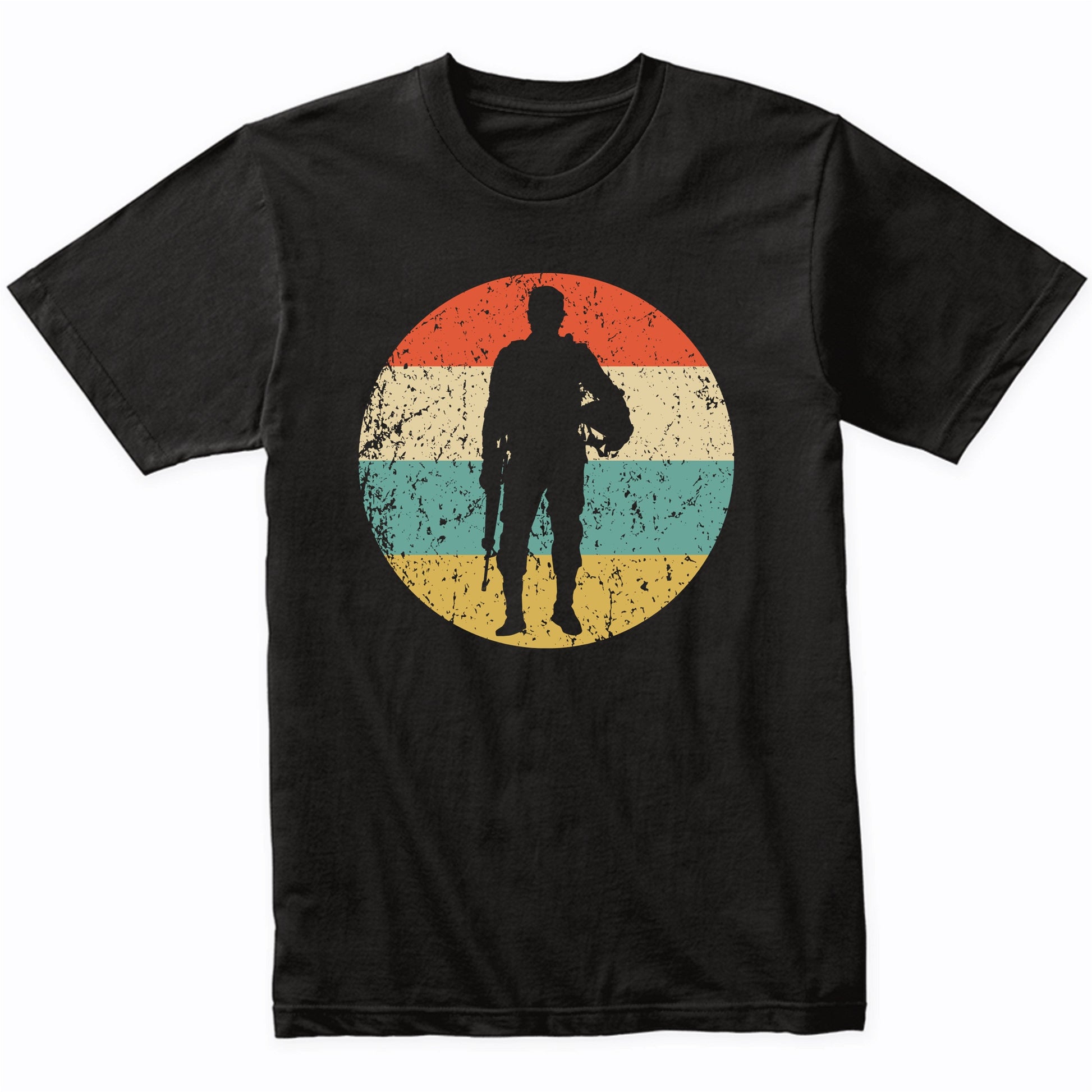 Standing Soldier Silhouette Retro Military T-Shirt