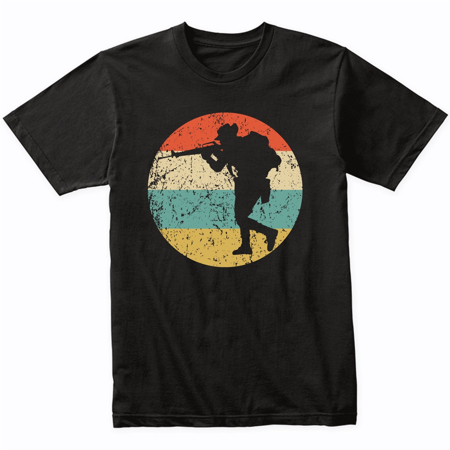 Walking Soldier Silhouette Retro Military T-Shirt