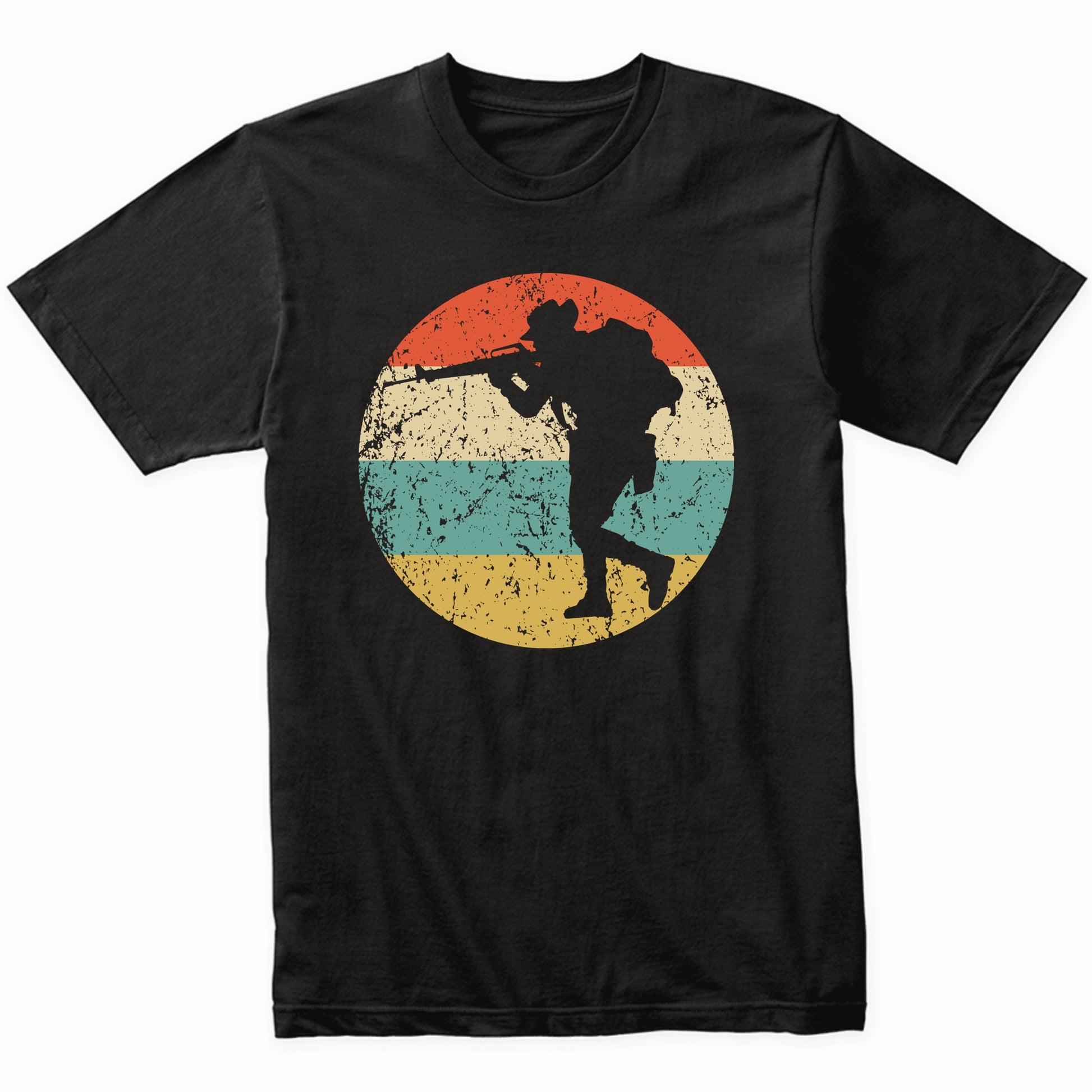 Walking Soldier Silhouette Retro Military T-Shirt