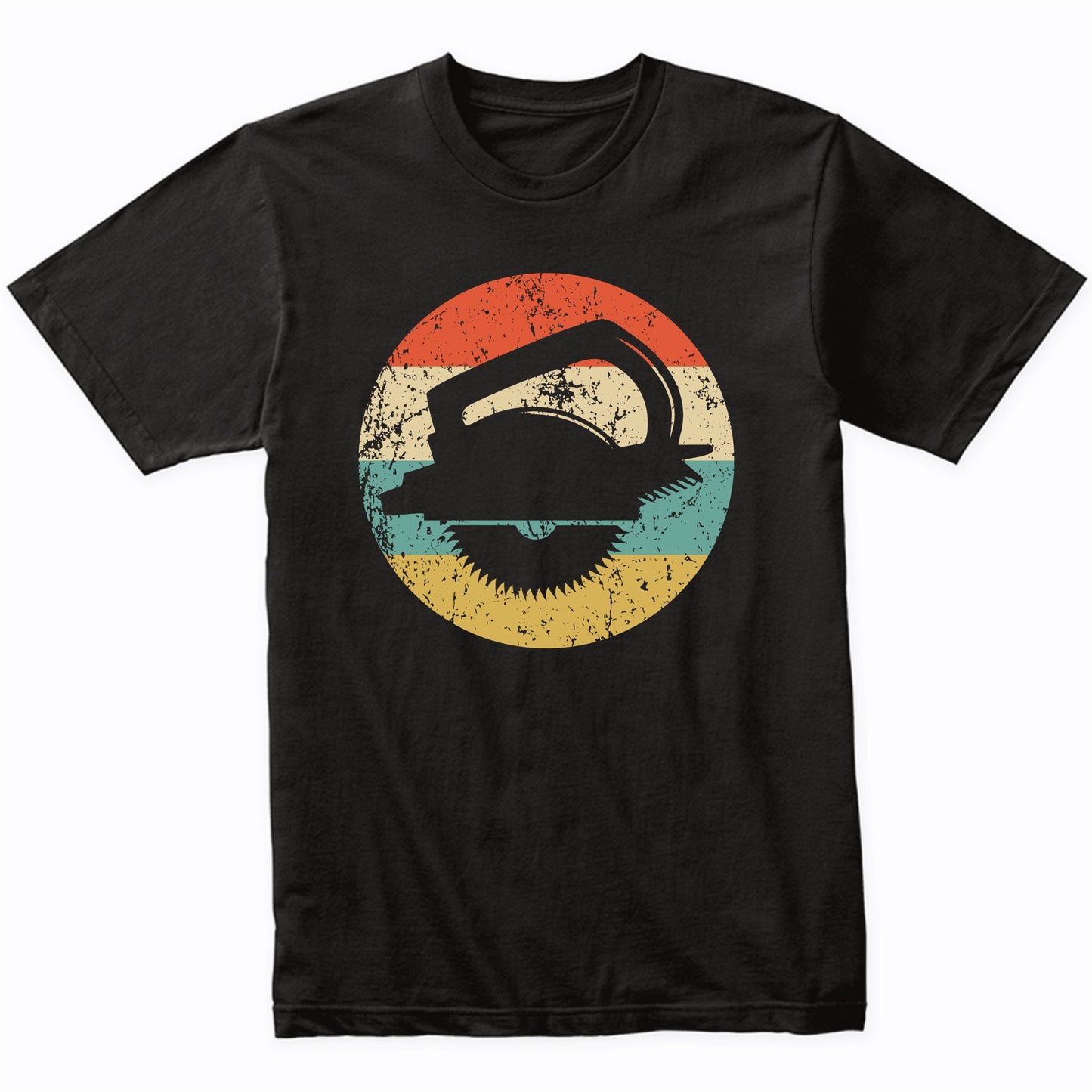 Carpentry Circular Saw Silhouette Retro Carpenter T-Shirt