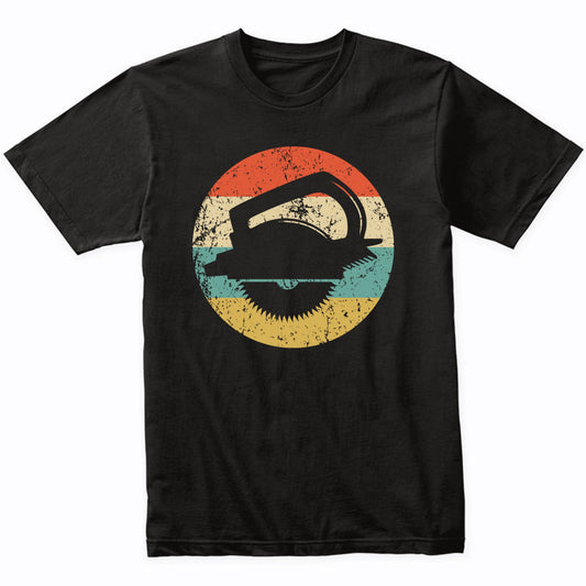 Carpentry Circular Saw Silhouette Retro Carpenter T-Shirt