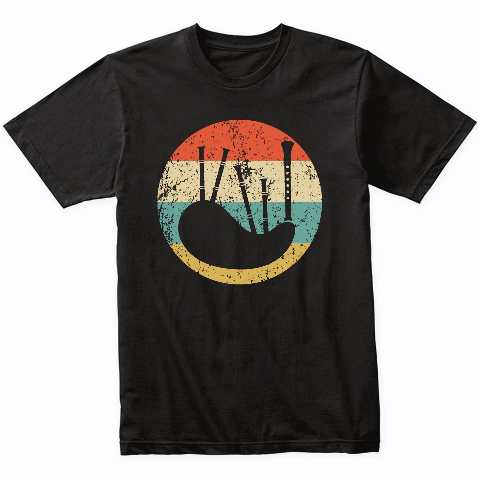 Bagpipes Silhouette Retro Music Musician Musical Instrument T-Shirt