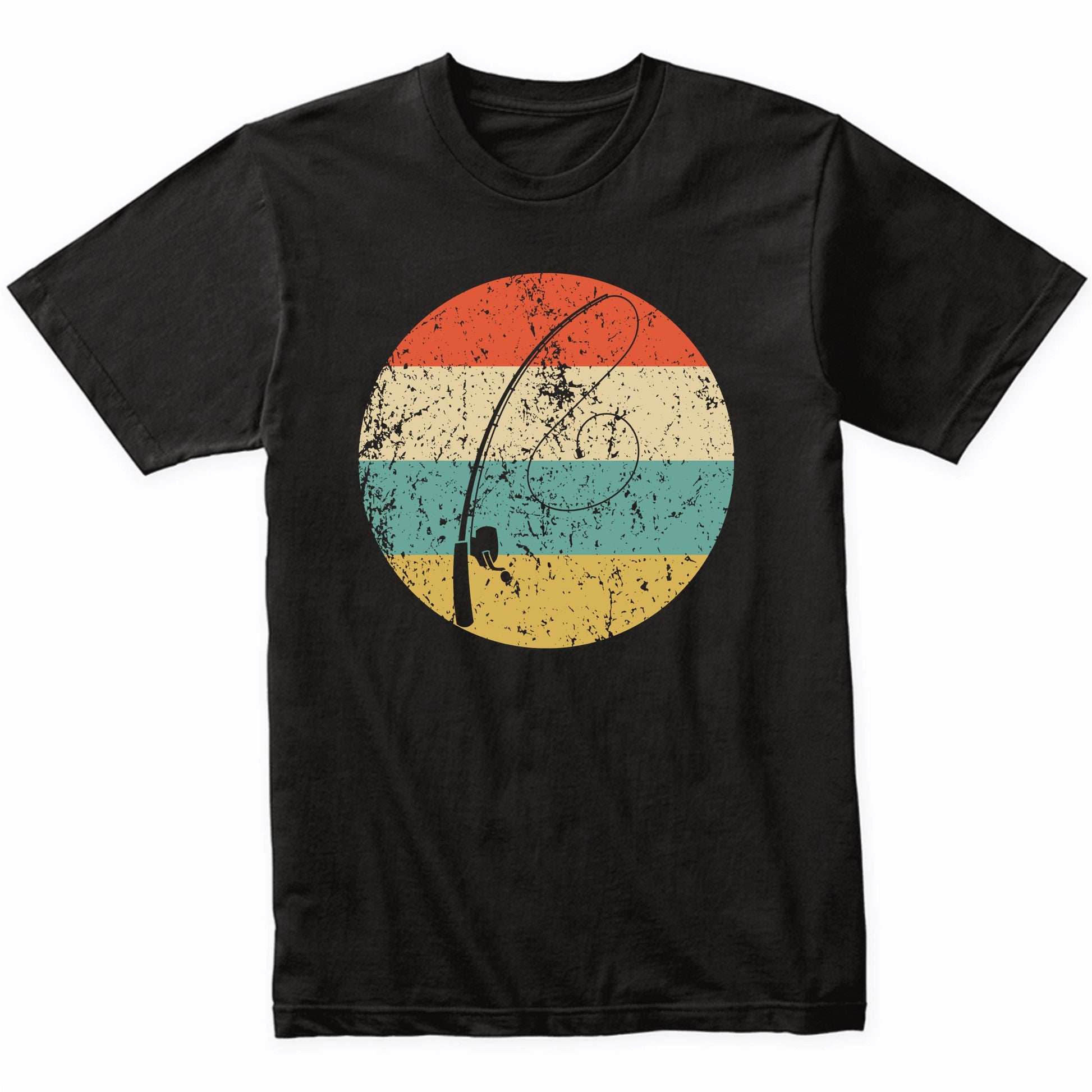 Fishing Pole Fishing Rod Silhouette Retro Fisherman T-Shirt