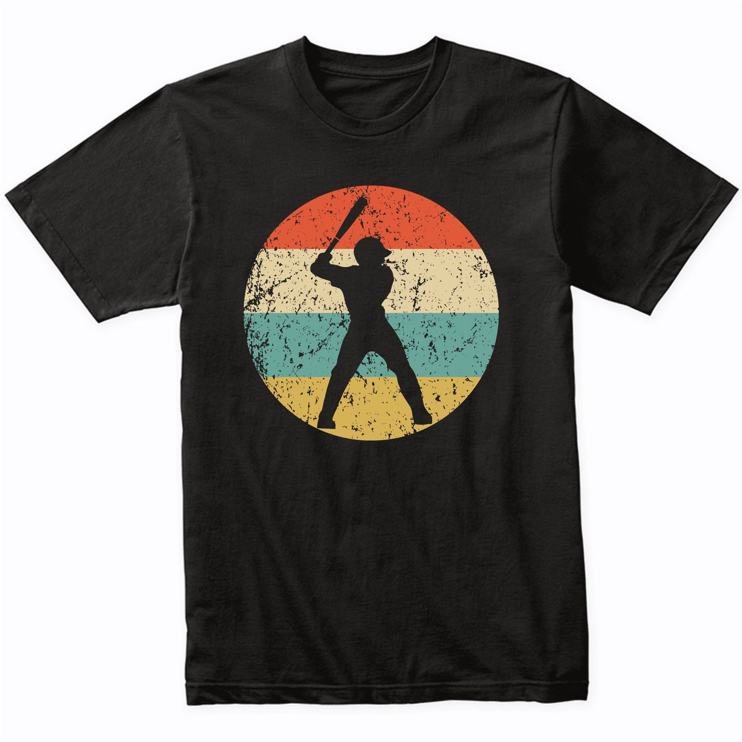 Baseball Player Baseball Batter Silhouette Retro Sports T-Shirt