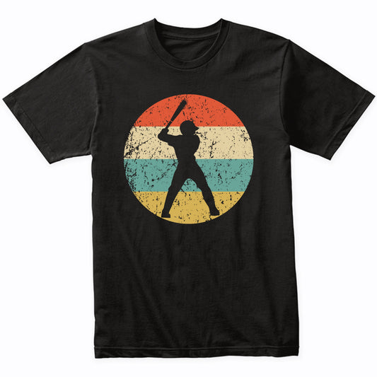 Baseball Player Baseball Batter Silhouette Retro Sports T-Shirt