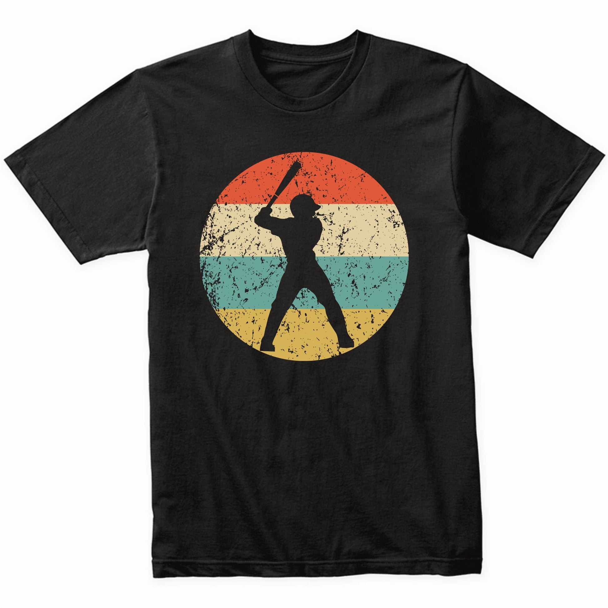 Baseball Player Baseball Batter Silhouette Retro Sports T-Shirt