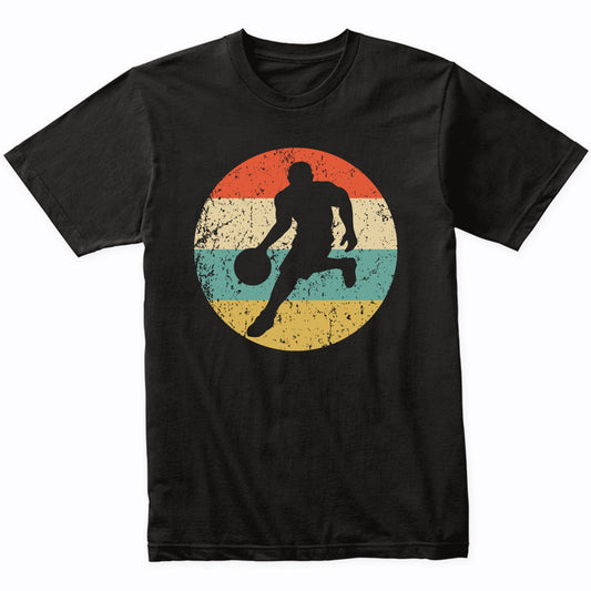 Basketball Player Dribbling Silhouette Retro Sports T-Shirt
