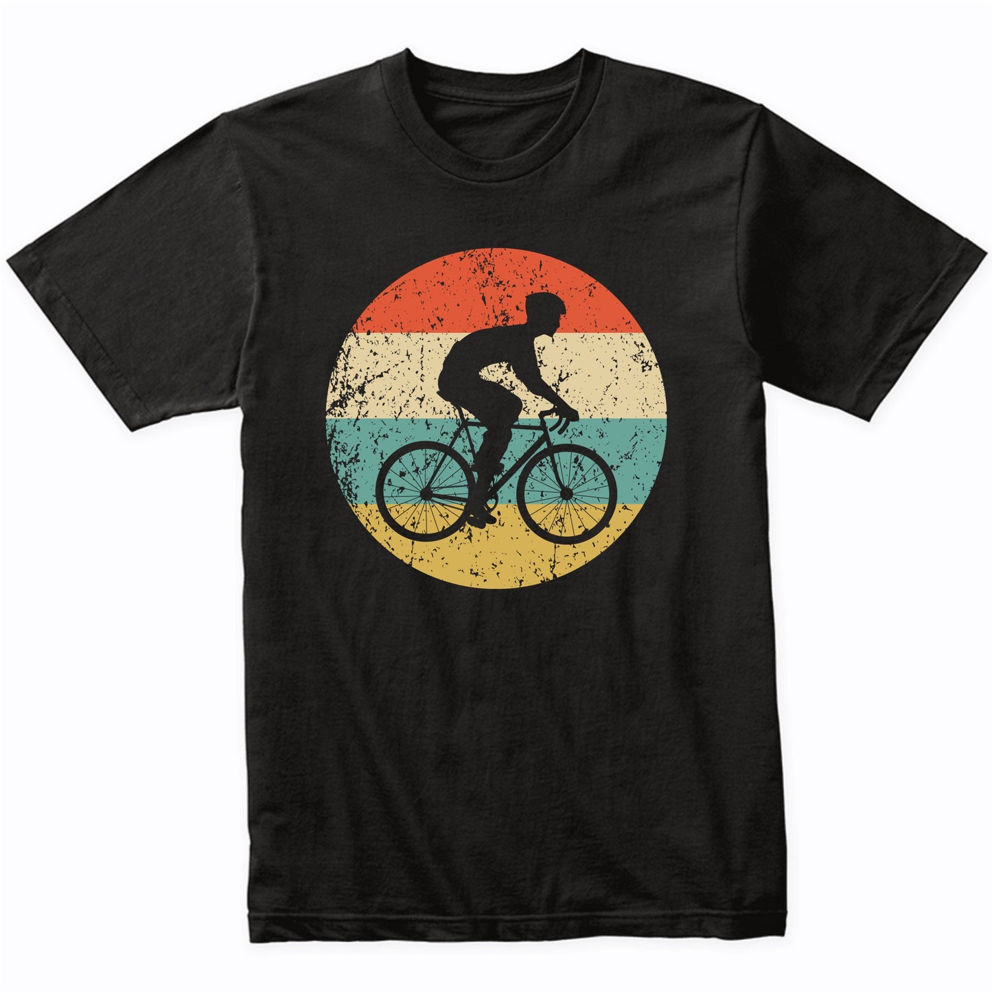 Cyclist Riding Bike Cycling Silhouette Retro Sports T-Shirt