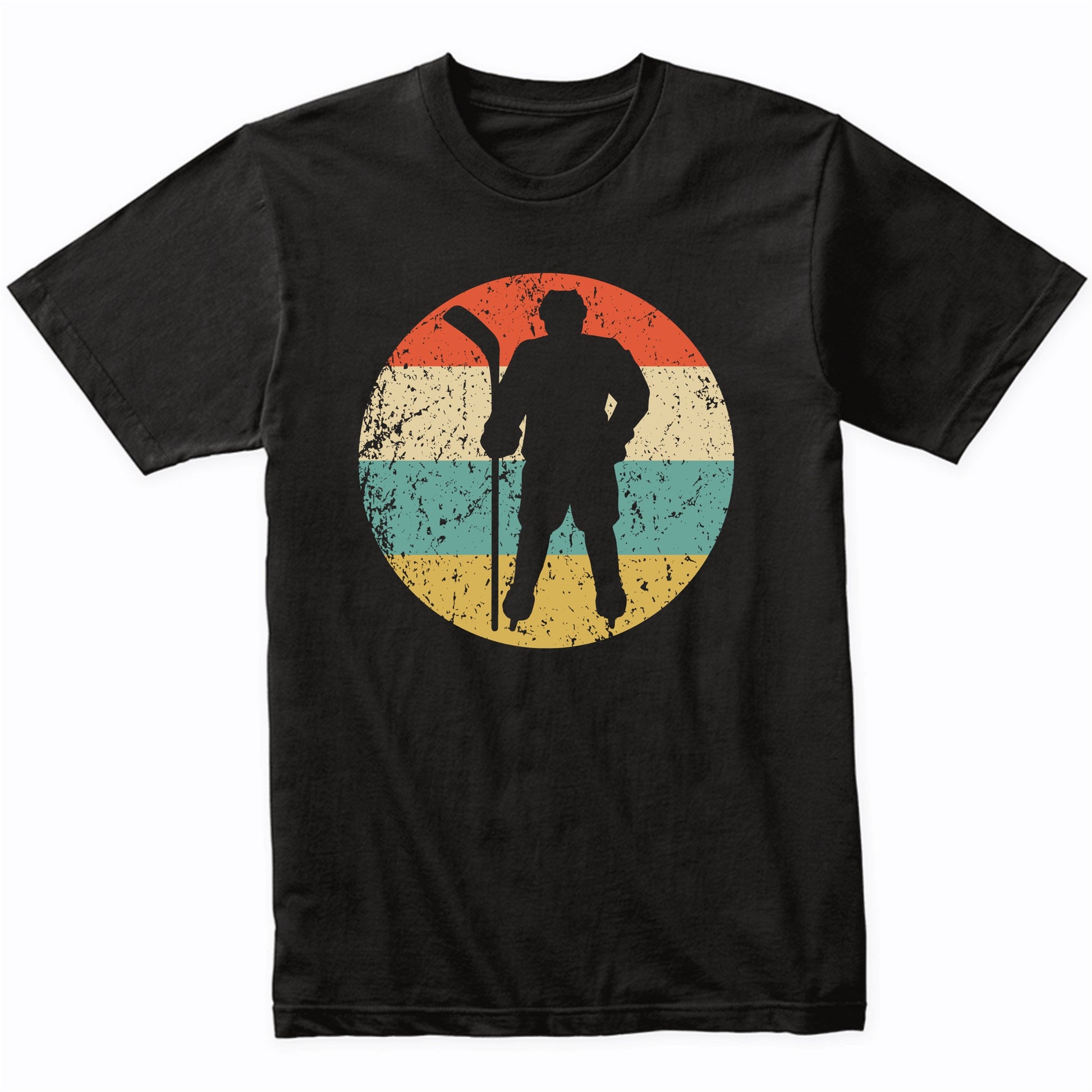 Hockey Player Silhouette Retro Sports T-Shirt