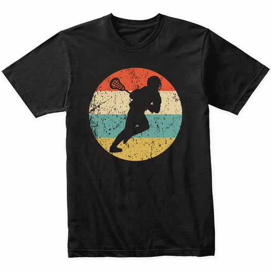 Lacrosse Player Silhouette Retro Sports T-Shirt