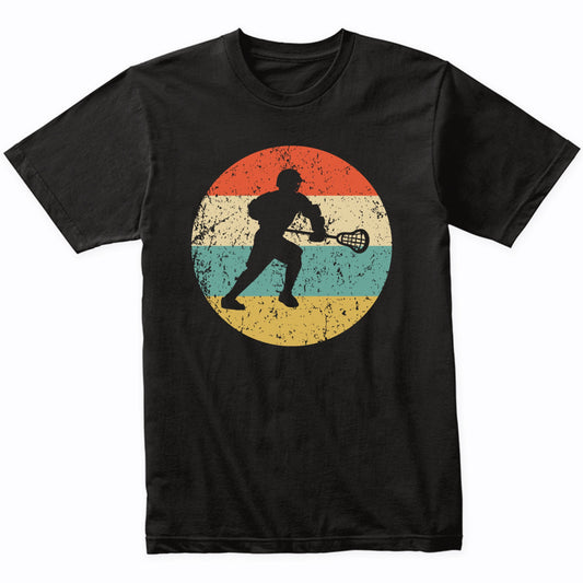 Lacrosse Player Silhouette Retro Sports T-Shirt