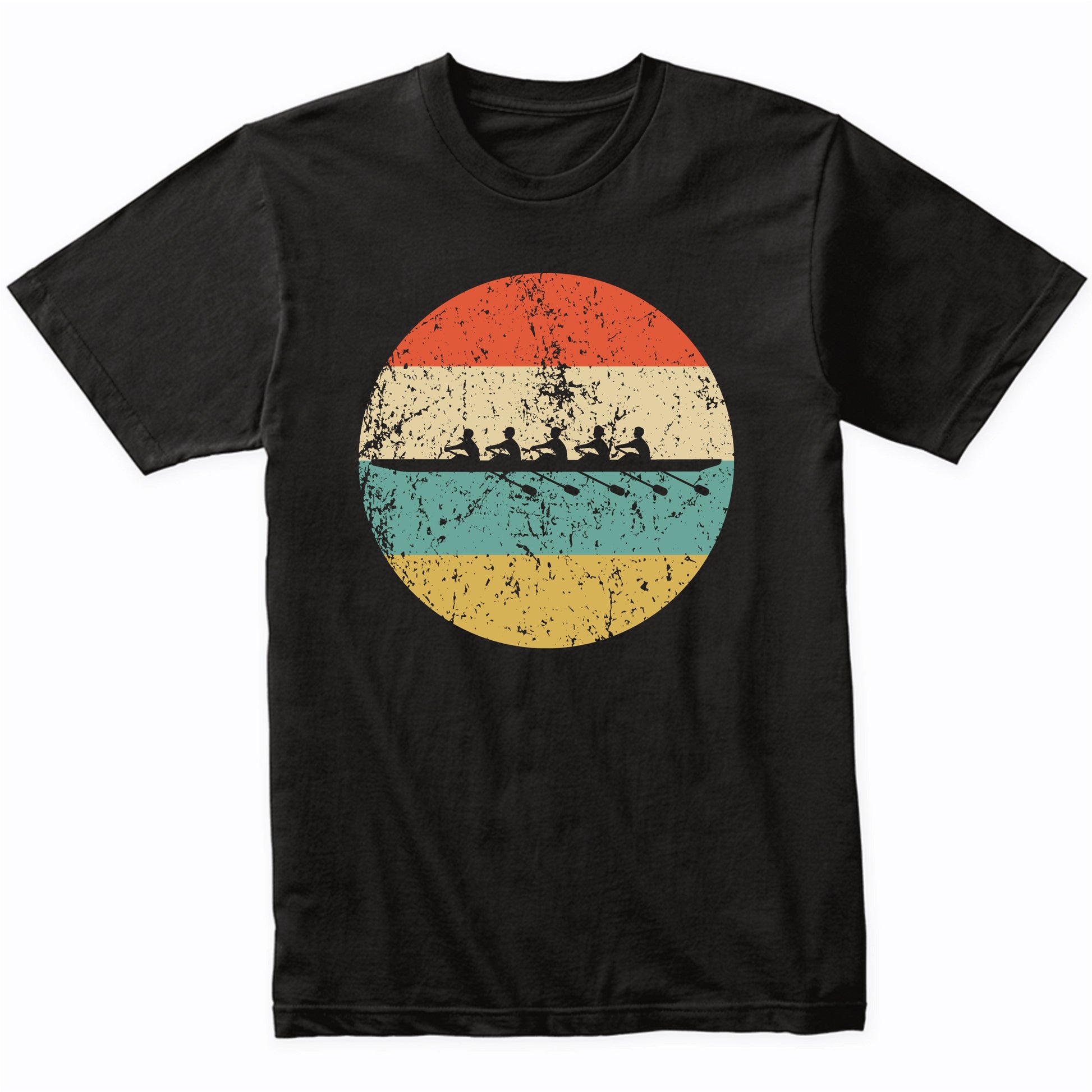 Crew Boat Rowing Silhouette Retro Sports T-Shirt