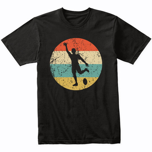 Rugby Player Rugby Kick Silhouette Retro Sports T-Shirt