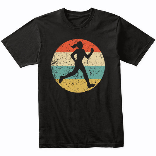 Female Runner Cross Country Marathon Silhouette Retro Sports T-Shirt