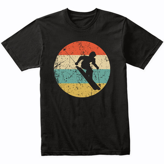 Downhill Skier Skiing Silhouette Retro Winter Sports T-Shirt