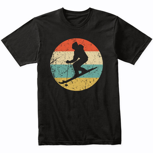 Downhill Skier Skiing Silhouette Retro Winter Sports T-Shirt