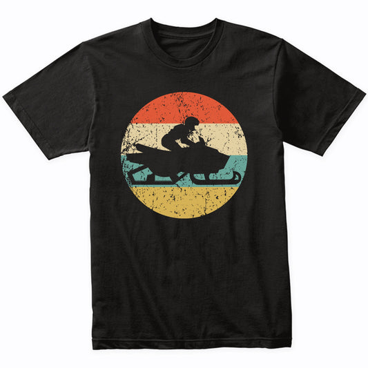 Snowmobile Snowmobiler Silhouette Retro Winter Sports T-Shirt