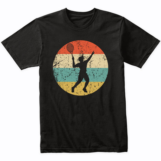 Tennis Player Serve Silhouette Retro Sports T-Shirt