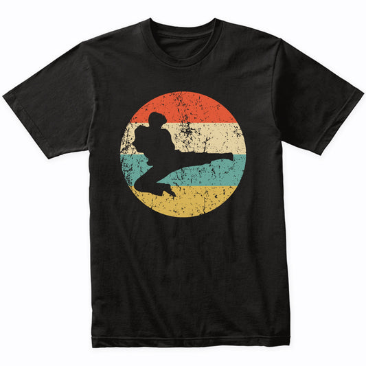 Karate Jump Kick Taekwondo Silhouette Retro Martial Arts T-Shirt