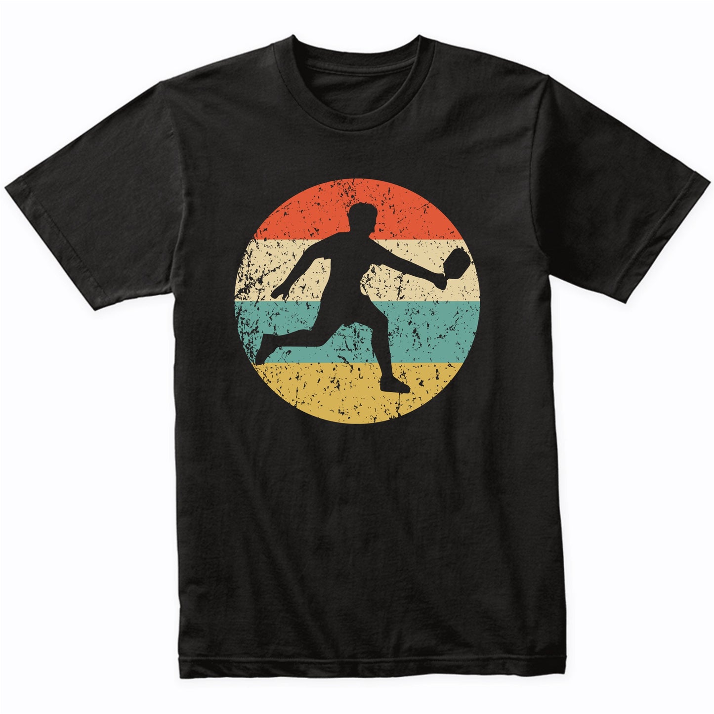 Pickleball Player Silhouette Retro Sports T-Shirt