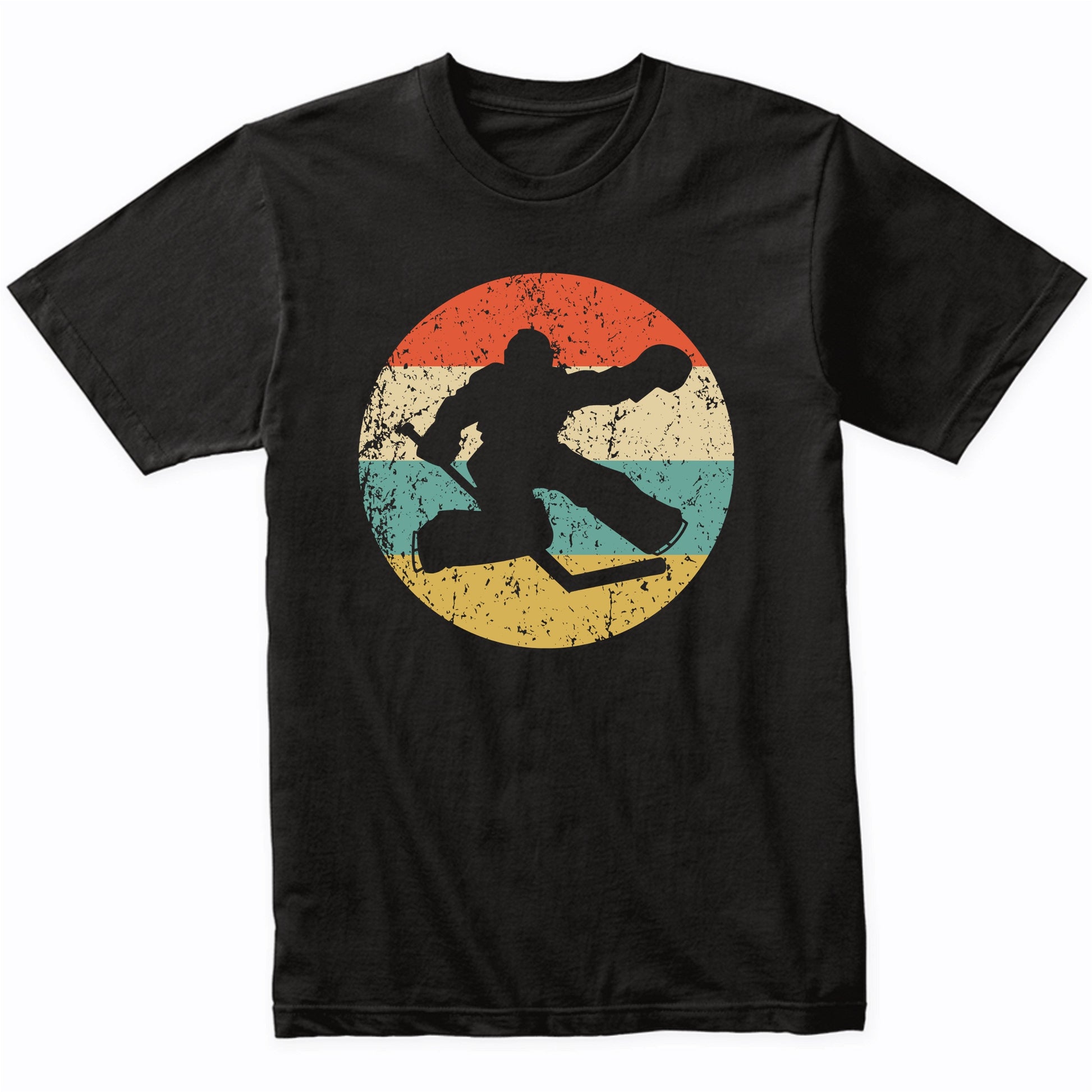 Hockey Player Goalie Silhouette Retro Sports T-Shirt