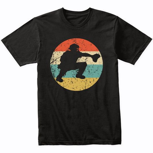 Baseball Catcher Silhouette Retro Baseball T-Shirt