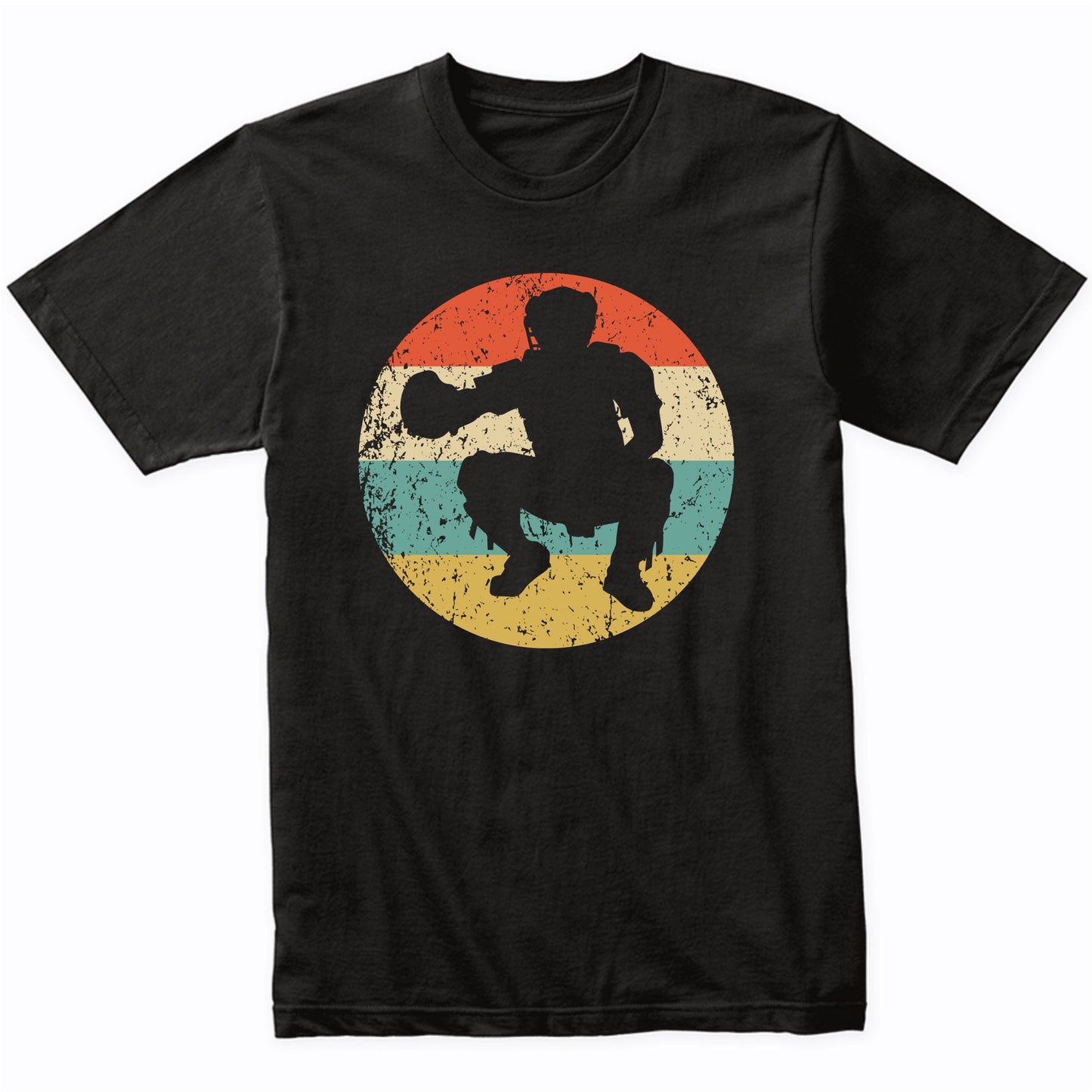Baseball Catcher Silhouette Retro Baseball Player T-Shirt