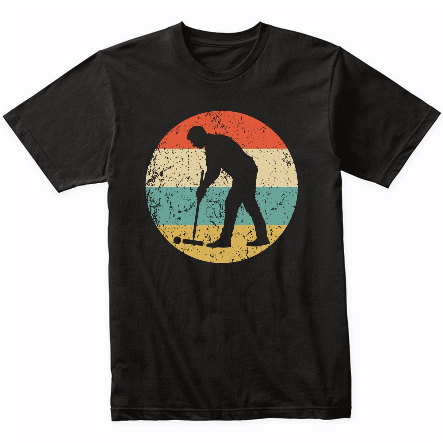 Man Playing Croquet Silhouette Retro Croquet T-Shirt