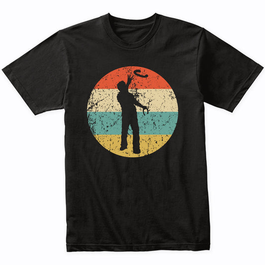 Man Playing Horseshoes Silhouette Retro Horseshoes Toss T-Shirt