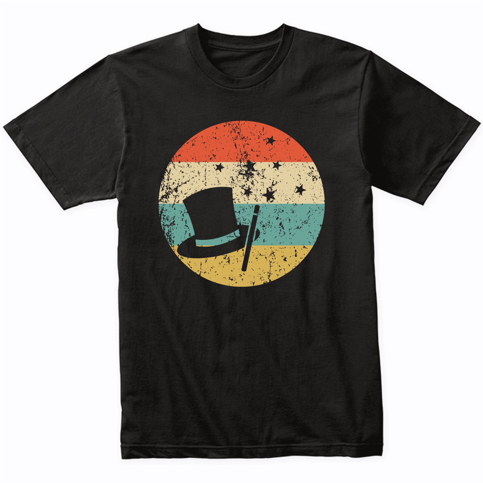 Top Hat Magic Wand Icon Retro Magician T-Shirt