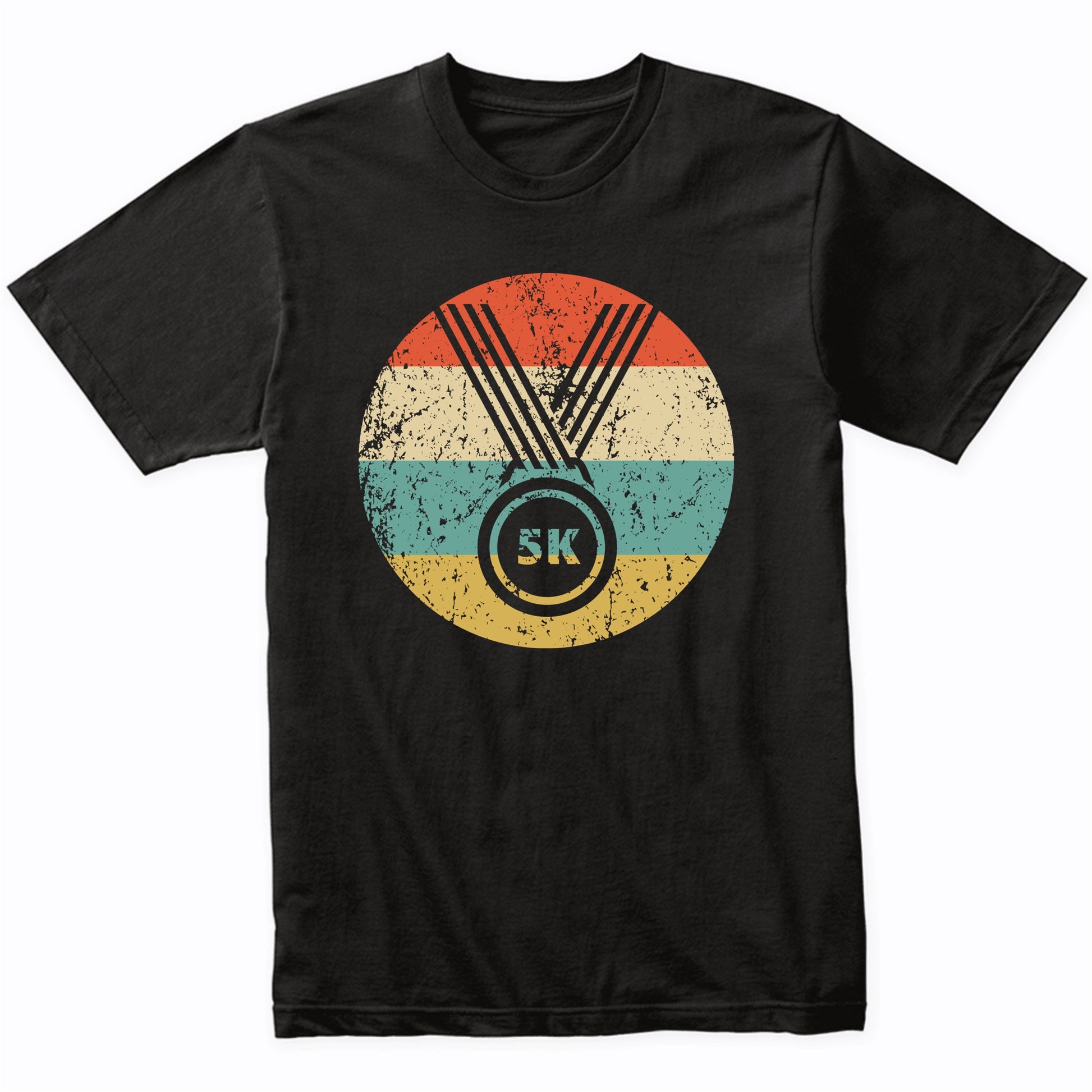 5K Race Finisher Medal Icon Retro Running T-Shirt