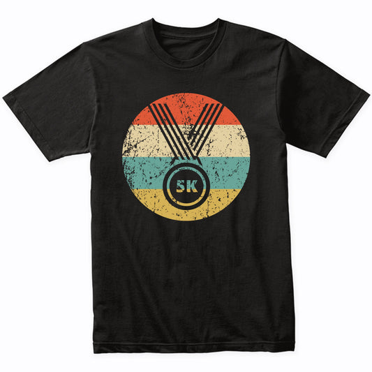 5K Race Finisher Medal Icon Retro Running T-Shirt