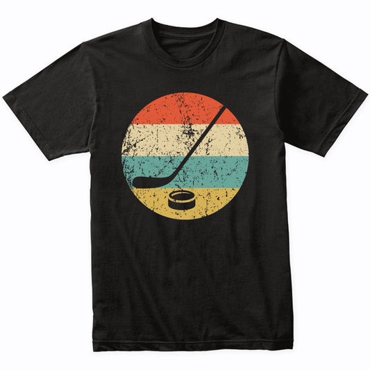 Hockey Stick and Puck Icon Retro Hockey T-Shirt