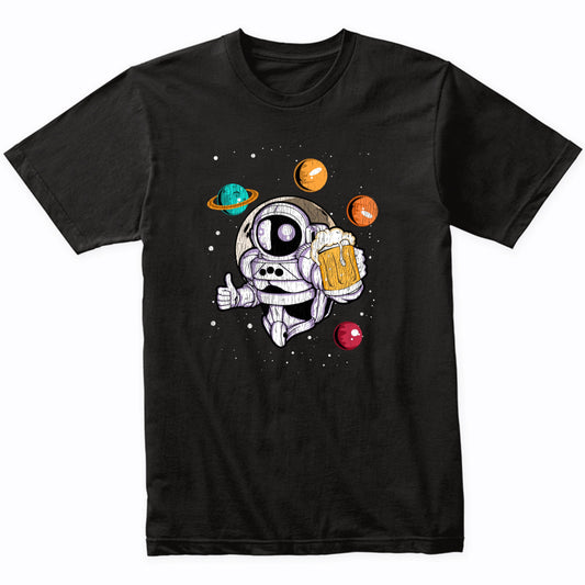 Astronaut With Beer Outer Space Spaceman Craft Beer Distressed T-Shirt