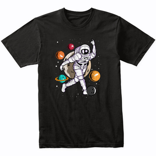 Bowling Astronaut Outer Space Spaceman Distressed T-Shirt