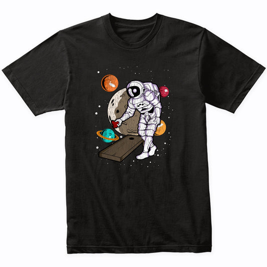 Cornhole Astronaut Outer Space Spaceman Distressed T-Shirt