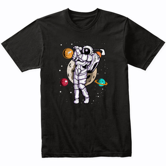 Golf Astronaut Outer Space Spaceman Distressed T-Shirt