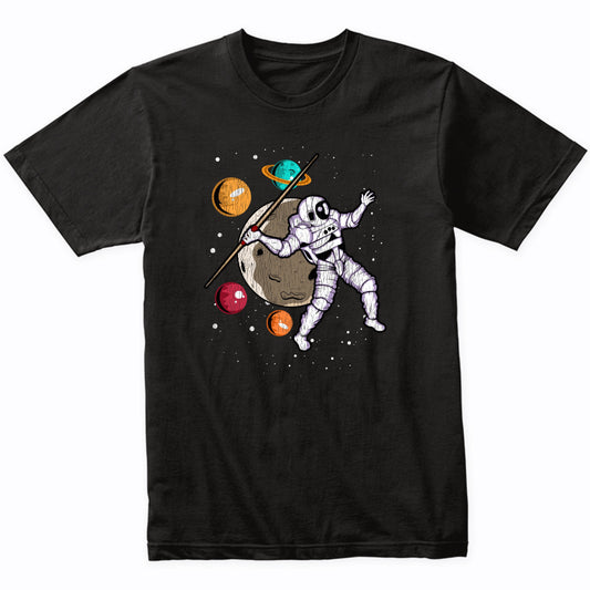 Javelin Throw Astronaut Outer Space Spaceman Track and Field Distressed T-Shirt