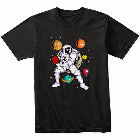 Pickleball Astronaut Outer Space Spaceman Distressed T-Shirt