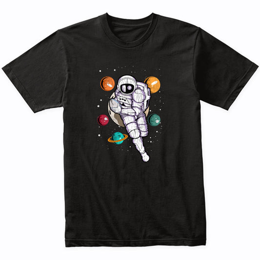Rugby Astronaut Outer Space Spaceman Distressed T-Shirt