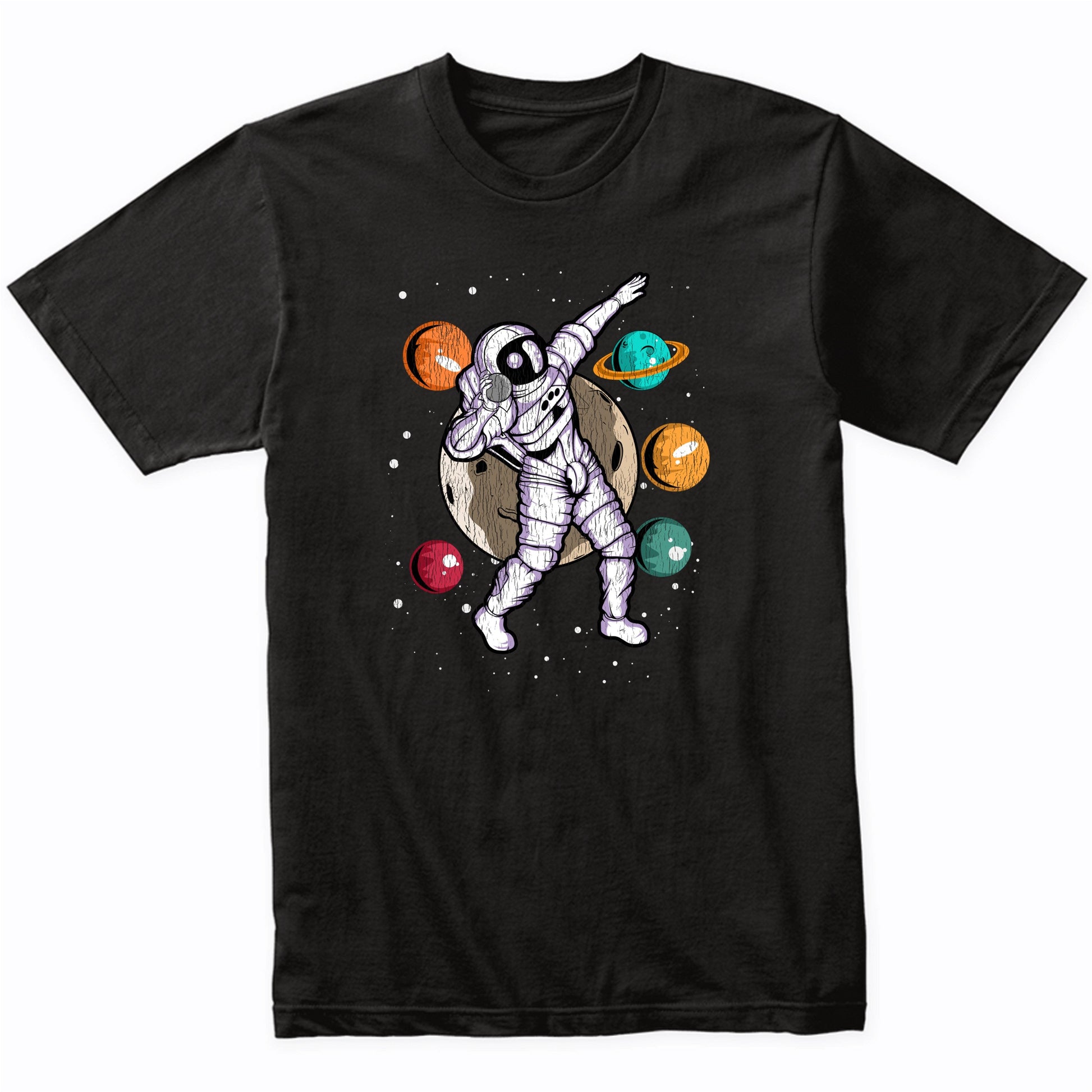 Shot Put Astronaut Outer Space Spaceman Track and Field Distressed T-Shirt